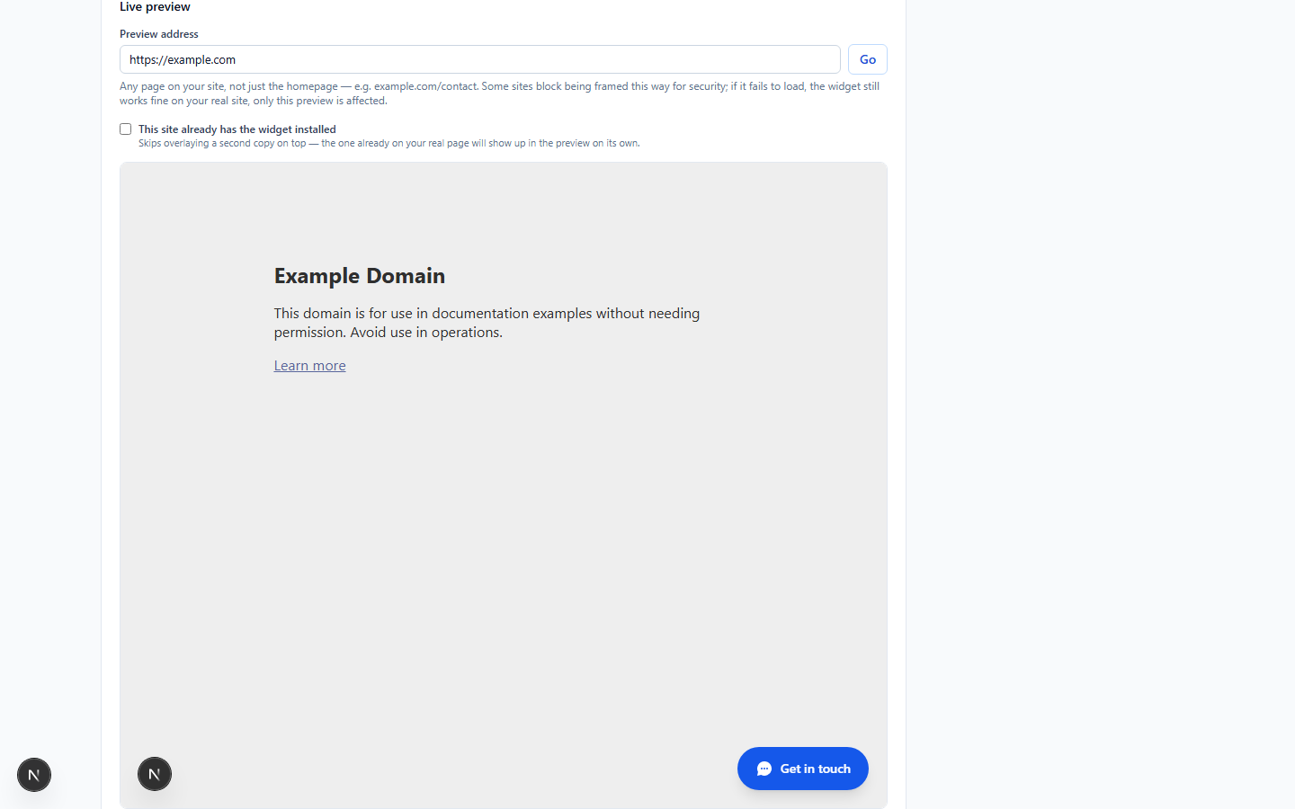 Canlı domain önizleme ve gömme